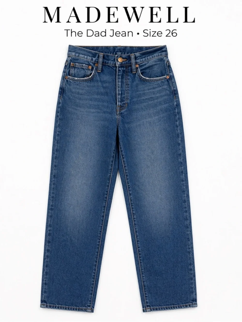 Madewell The Dad Jean Size 26 High Rise Straight Leg Vintage Wash Denim Jeans - Picture 2 of 8